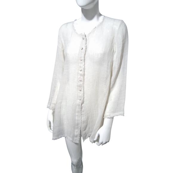 Eileen Fisher 100% Linen Womens size Small Quiet Luxury Minimalist Button Up Top - Picture 5 of 10